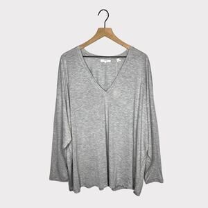 Vince Plus Size Drop Shoulder V-Neck Tee Grey Size XXXL NEW